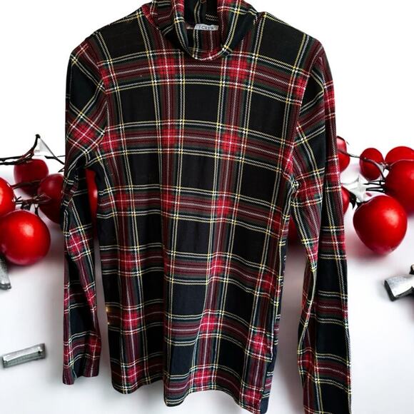 J.Crew Women's Tissue Turtleneck in Stewart Tartan Christmas Plaid Smalll - Picture 1 of 4